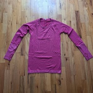 Lululemon Swiftly Tech Long Sleeve Crew Size 6 Heathered Berry Rumble Pink